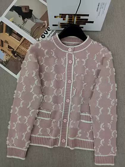 26 Hong Kong Streetwear Luxury Socialite Style New Autumn Winter Spring Knitted Sweater Wool Cardigan Jacquard Coat for Women