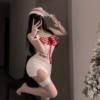 Sexy Lingerie Sexy Temptation Neck Hanging Shoulder Christmas dress Strapless New Year's Robe Plush Pure Desire Uniform