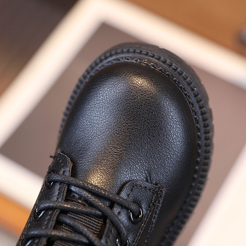 2026 Autumn and Winter New Children's Martin Boots Solid Color British Style Boys' Leather Boots Girls' Fashion Short Boots