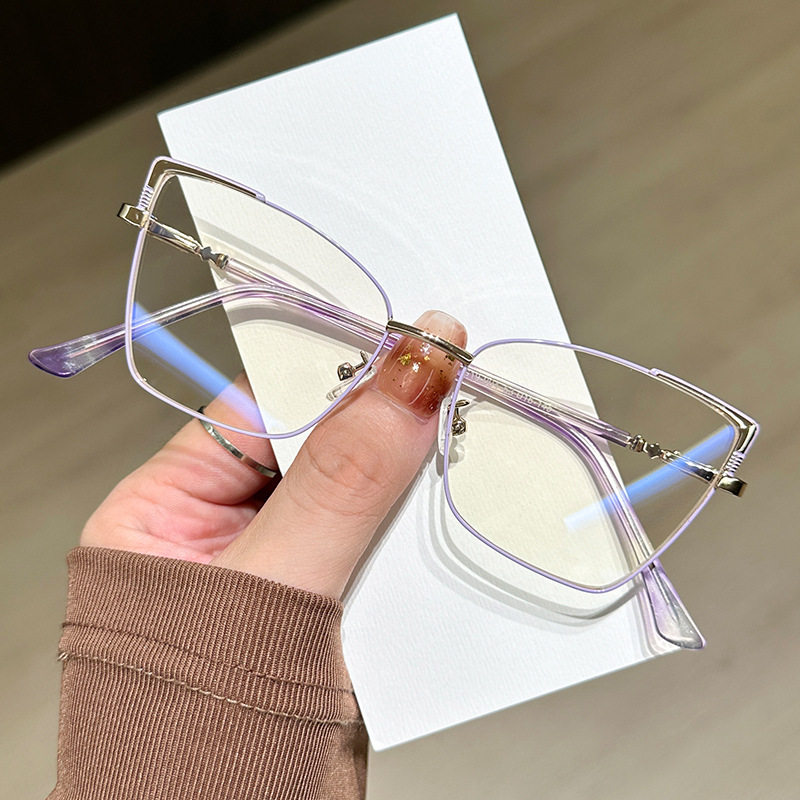 2025 New Men's and Women's Easiest for Match Glasses Metal Glasses Frame Internet Celebrity No-Makeup Face Shaping Decorative Flat Glasses Myopia Glasses
