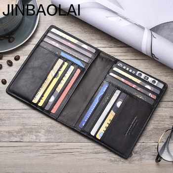 Jinbaolai Genuine Leather Travel Passport Bag Retro Multi-Card Slot Wallet Passport Holder Document Bag Genuine Leather Passport Bag