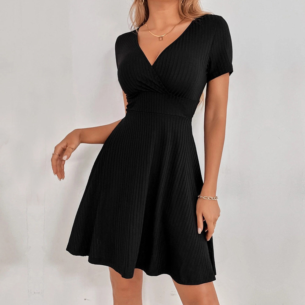 Womens Backless Ruffled Hem Mini Dress Sexy V Neck Adjustable Straps Elegant Style Perfect for Office or Casual Wear