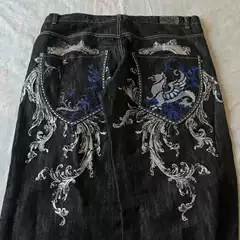 Cross-Border E-Commerce Plus-Size Hip-Hop Jeans Loose Skate Pants Men's Trendy Versatile Casual Straight Wide-Leg Long Pants Wholesale