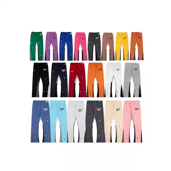 Correct Version Gallery Dept Hand-Painted Splash Ink Patchwork Casual Drawstring Sweatpants Slight Flare Long Pants Men Streetwear