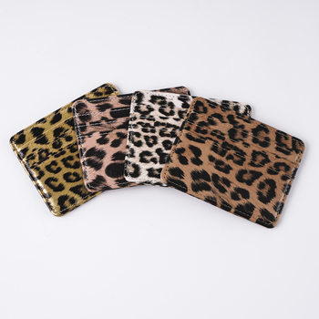 Cross-Border Popular Leopard Print Foldableing Pu Leather Card Holder Id Bag Creative Bank Card Holder Bus Card Holder Light and Thin Card Holder