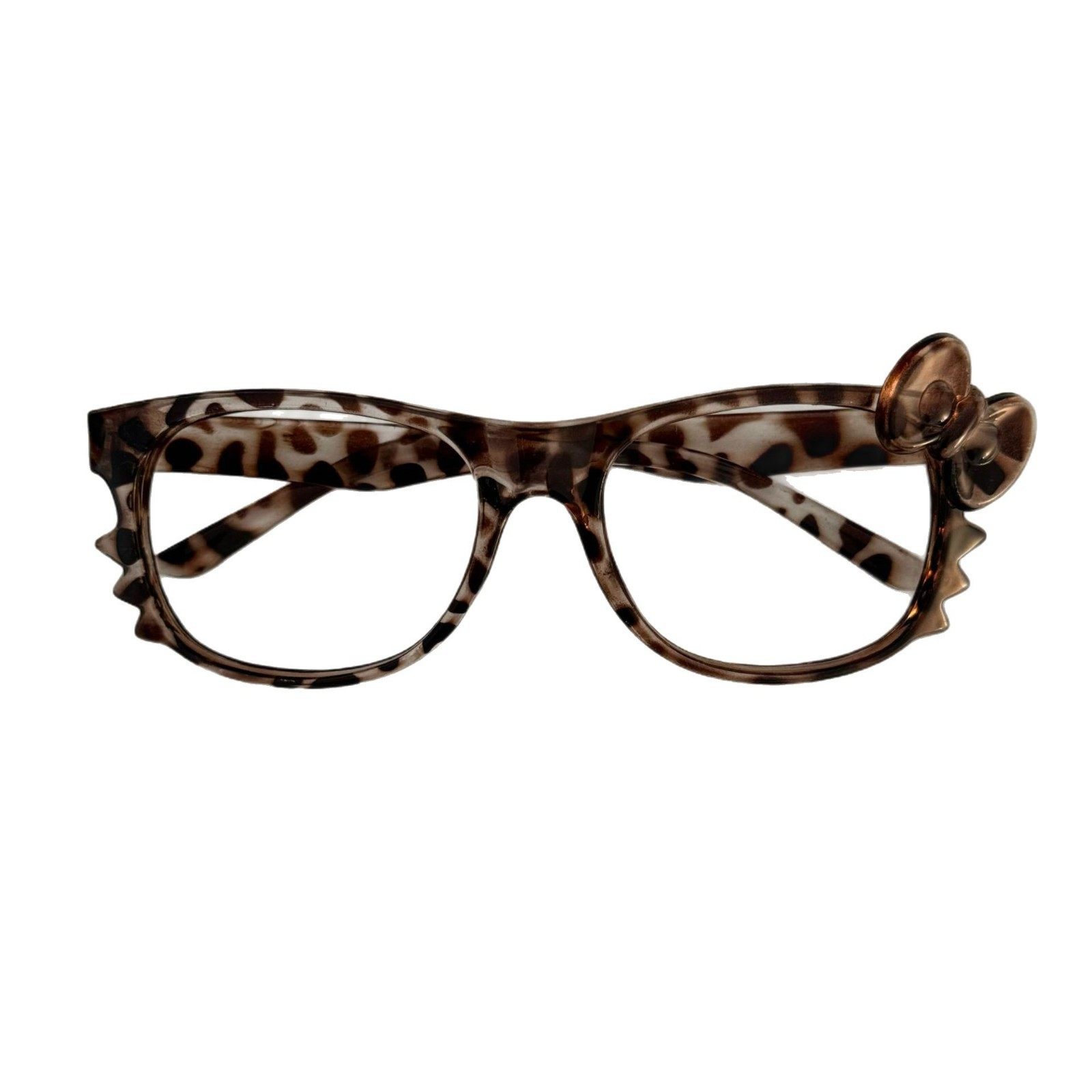 Kitty Leopard Print Glasses Frame Classic Cute Hawksbill Millennium Vintage Y2K Subculture Photography Plain Artifact