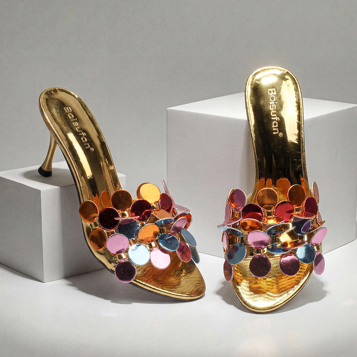 flower high-heeled open-toe flip-flops for women, versatile casual sandals for women
