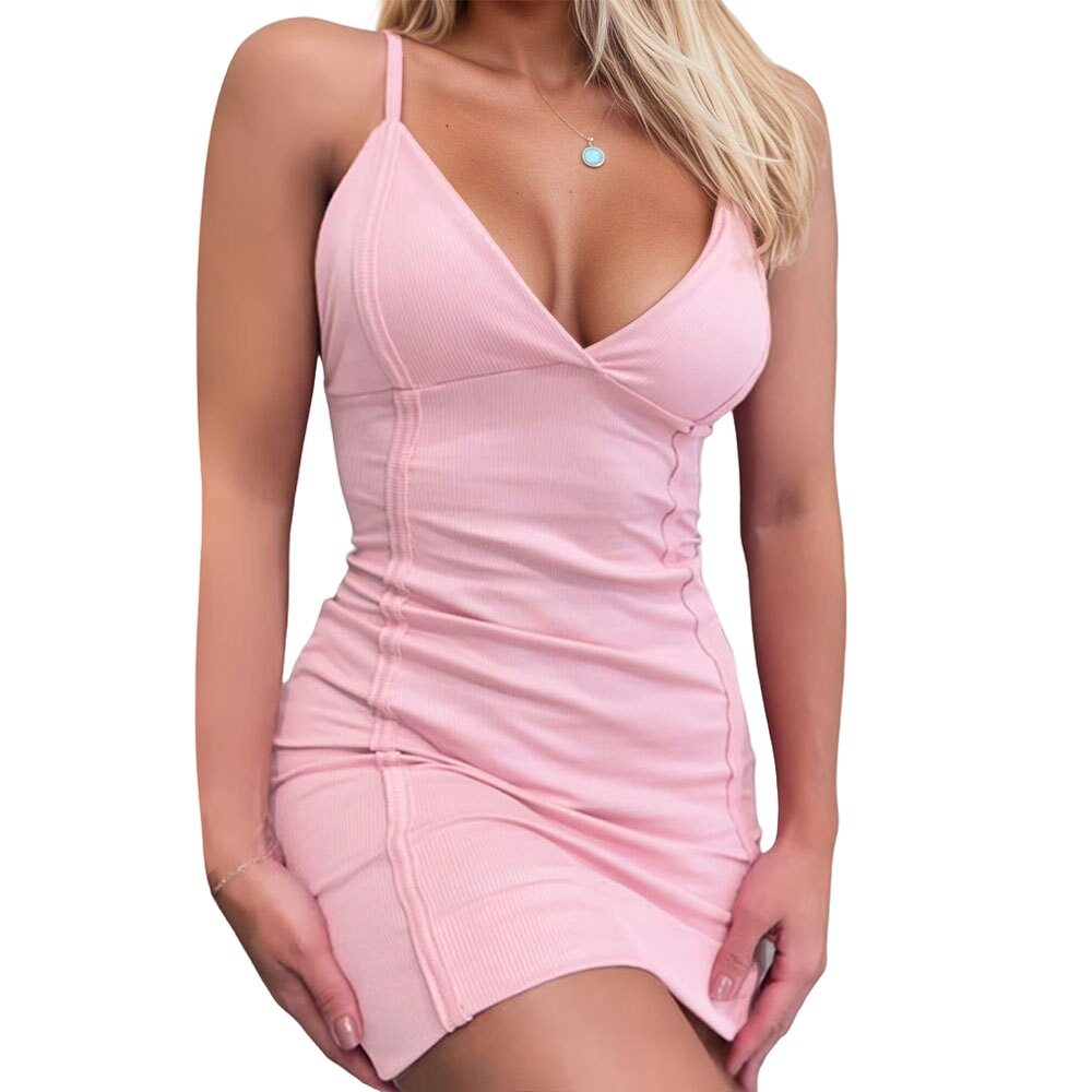 Summer Womens Sweet and Spicy Style Cami Dress High Waist Slim Fit Bodycon Mini Skirt Casual Wear Wholesale