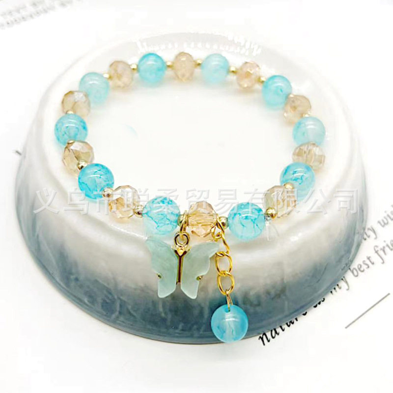 Cross-border Fashion Multi-color Butterfly Bracelet Female Mori Student Crystal Bracelet Korean Niche Jewelry Live Supply