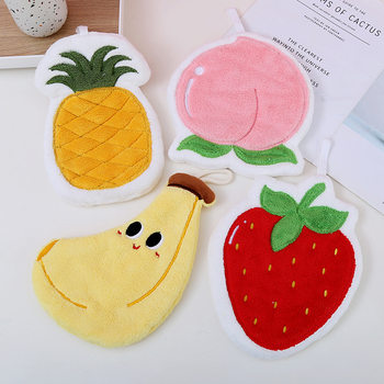 Fruit Hand Towel Manufacturer Wholesale Kitchen Hanging Hand Towel Coral Velvet Absorbent Children's Handkerchief Absorbs Water Strongly