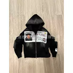 Cross-Border European and American Export Printed Zipper Sweatshirt Long-Sleeved Pullover Hoodie Retro Jacket Street Trendy Y2K Clothing