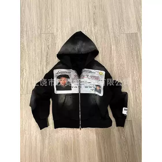 Cross-Border European and American Export Printed Zipper Sweatshirt Long-Sleeved Pullover Hoodie Retro Jacket Street Trendy Y2K Clothing
