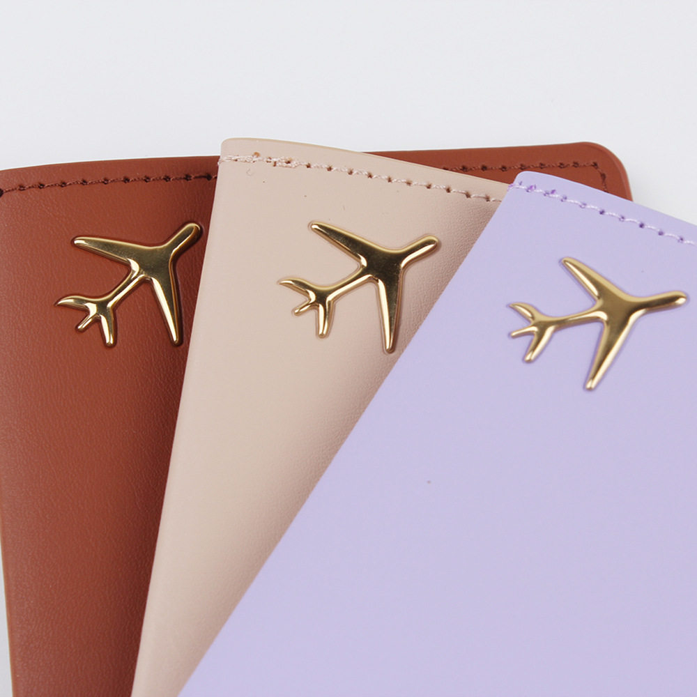 Cross-Border 3D Logo Aircraft Thickeneded Pu Leather Travel Passport Protective Cover Storage Leather Document Bag Card Holder Ready Stock