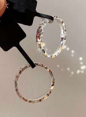 戒指女轻奢级感足银9999三面碎冰冰闭口爆闪纯银指环简约百搭