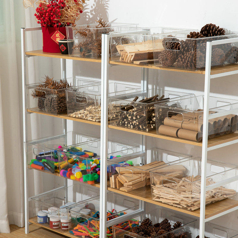 Free Shipping Kindergarten Art Area Environmentally Friendly Material Toy Storage Box Experimental Material Transparent Storage Basket Classification Box