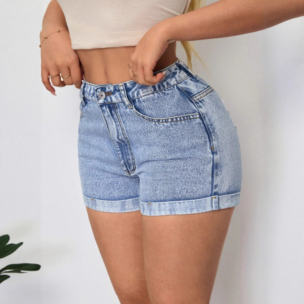 High Waisted Womens Denim Shorts Soft Fabric Trendy Style Comfortable Fit Summer Casual Wear Wholesale Available