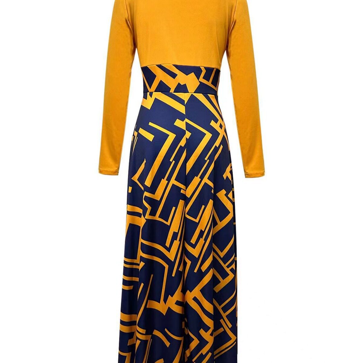 Women's Printed Casual Crew Neck Long-Sleeve Dresses