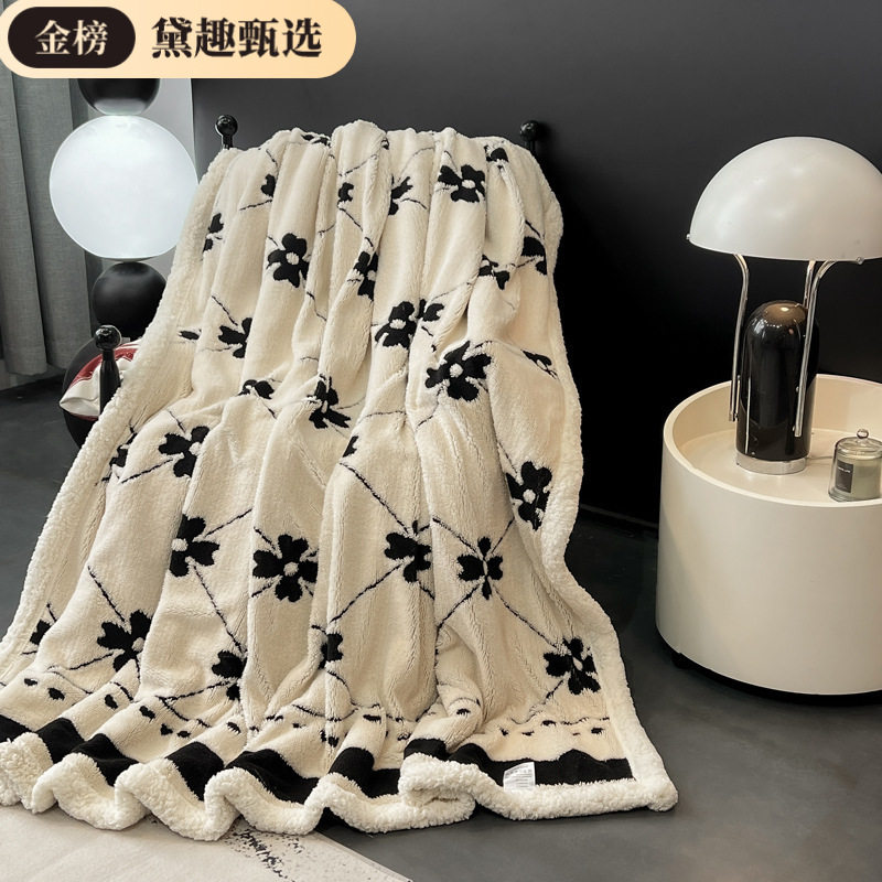 2025 Cross-Border Scandinavian Style Thickeneded Warm Cashmere Composite Blanket Simple Modern Leisure Blanket Nap Blanket Cover Blanket