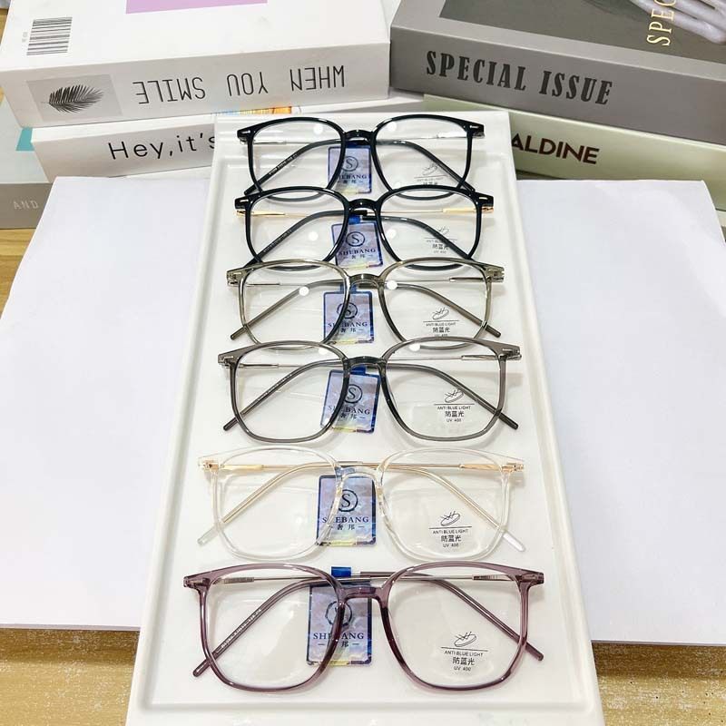 Shebang Internet Celebrity Plain Mirror Large Frame Glasses Frame Men and Women Myopia Metal Anti-Blue Light