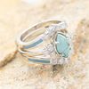 Wish New Jewelry European and American Cross-Border Creative Turquoise Diamond-Encrusted Three-Piece Set Women's Ring Ins Jewelry