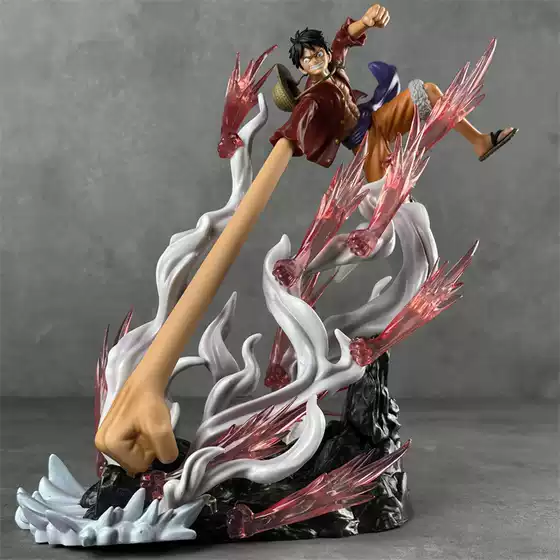 One piece GK Machine gun Luffy long hand rubber fruit battle scene anime hand-made model decoration wholesale