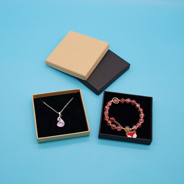 Amazon Packaging Box Cowhide Black Thin Heaven and Earth Cover Box Necklace Cross-Border Packaging Refrigerator Magnet Flat Mirror Small Gift Box