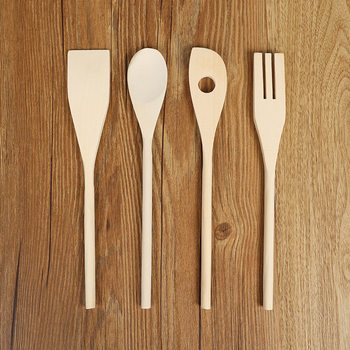 Creative Solid Wood Spoon and Fork Set Children's Tableware Wooden Fork Spoon Japanese and Korean Tableware Small Gift LOGO