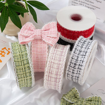38mm Thick Knitted Small Fragrant Ribbon Plush Fur Edge Ribbon Handmade Bow Hair Accessories Hat Clothing Accessories