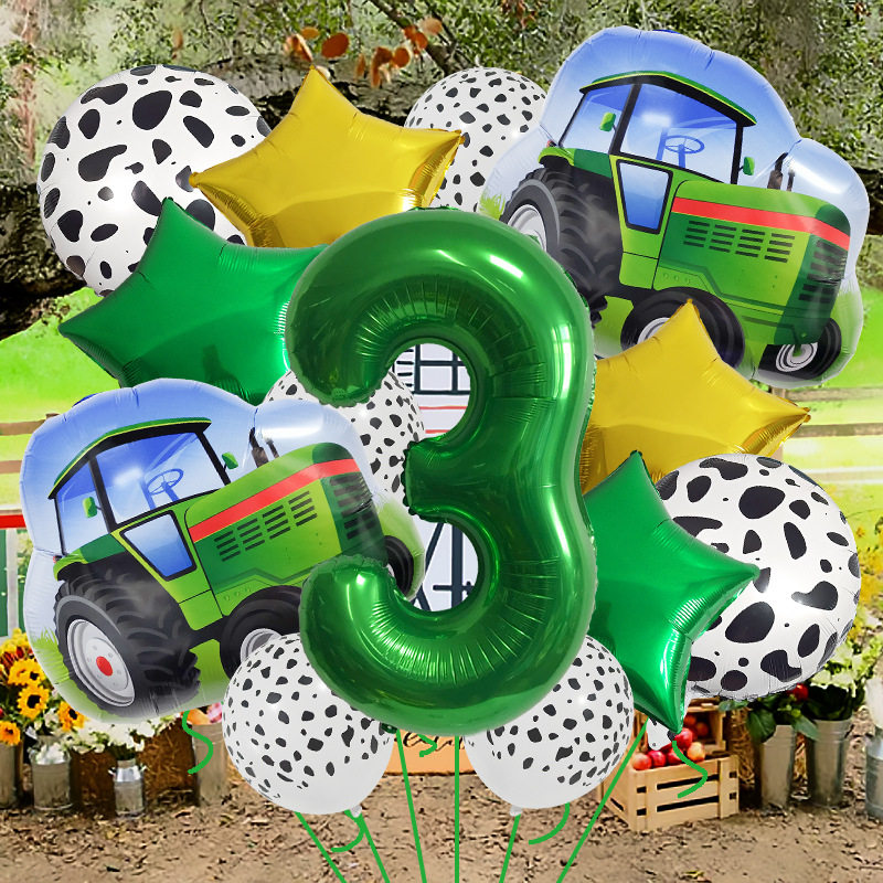 New farm theme farm car balloon set 32 inch digital cow pattern birthday balloon photo props