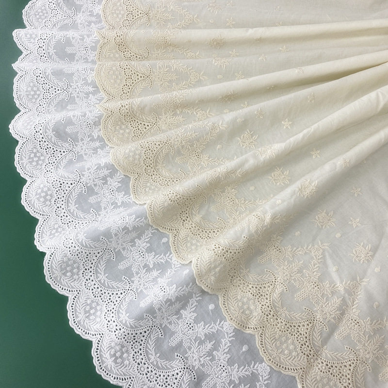 Fine Cotton Cloth Solid Color Fabric Embroidery Bilateral Positioning Embroidered Llace Cloth Women's Clothing Tablecloth Tablecloth Piano Cover Fabric