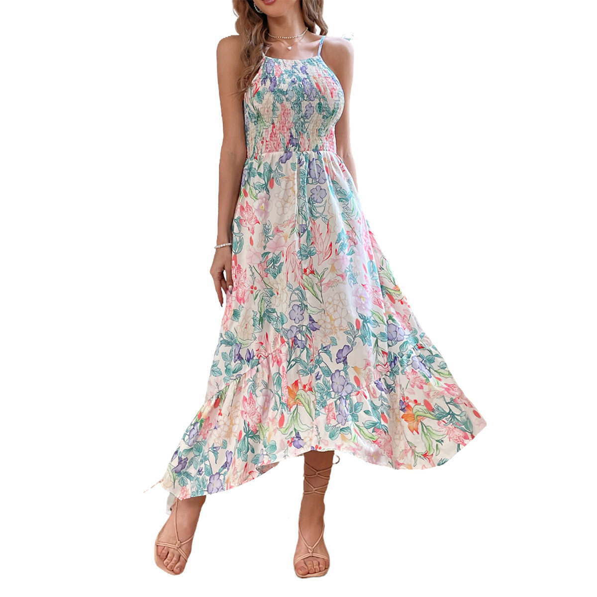 Floral Print Slip Dress Casual Style Elegant Vibe Lightweight Fabric Perfect for Summer Outings Wholesale Available