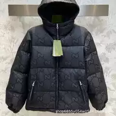 Cross-Border Jacquard Patterned All-Over Print Hooded Jacket, Unisex, Autumn and Winter Thickened Warm Short Windproof Coat