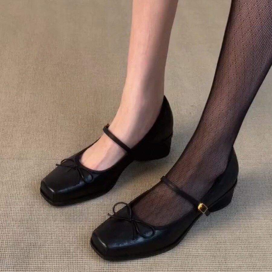รุ่นหนังแกะ~ รองเท้าแมรี่เจนแนวอาร์ต ๆ วินเทจ ลำลอง แฟชั่น และสวมใส่สบาย สำหรับผู้หญิง เหมาะกับการเดินทาง ใช้ได้หลากหลาย และดูอ่อนโยน