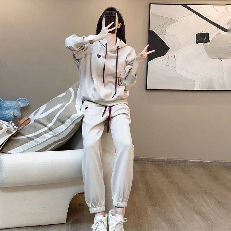 Sportswear Casual Suit Women's Spring and Autumn New Hooded Sweatshirt Loose Slimming Leggings Pants Two-Piece Set
