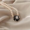 Camellia Pearl Necklace Women's Clavicle Chain Chocker Necklace Flower Korean Style Korean Dongdaemun Same Style Casual