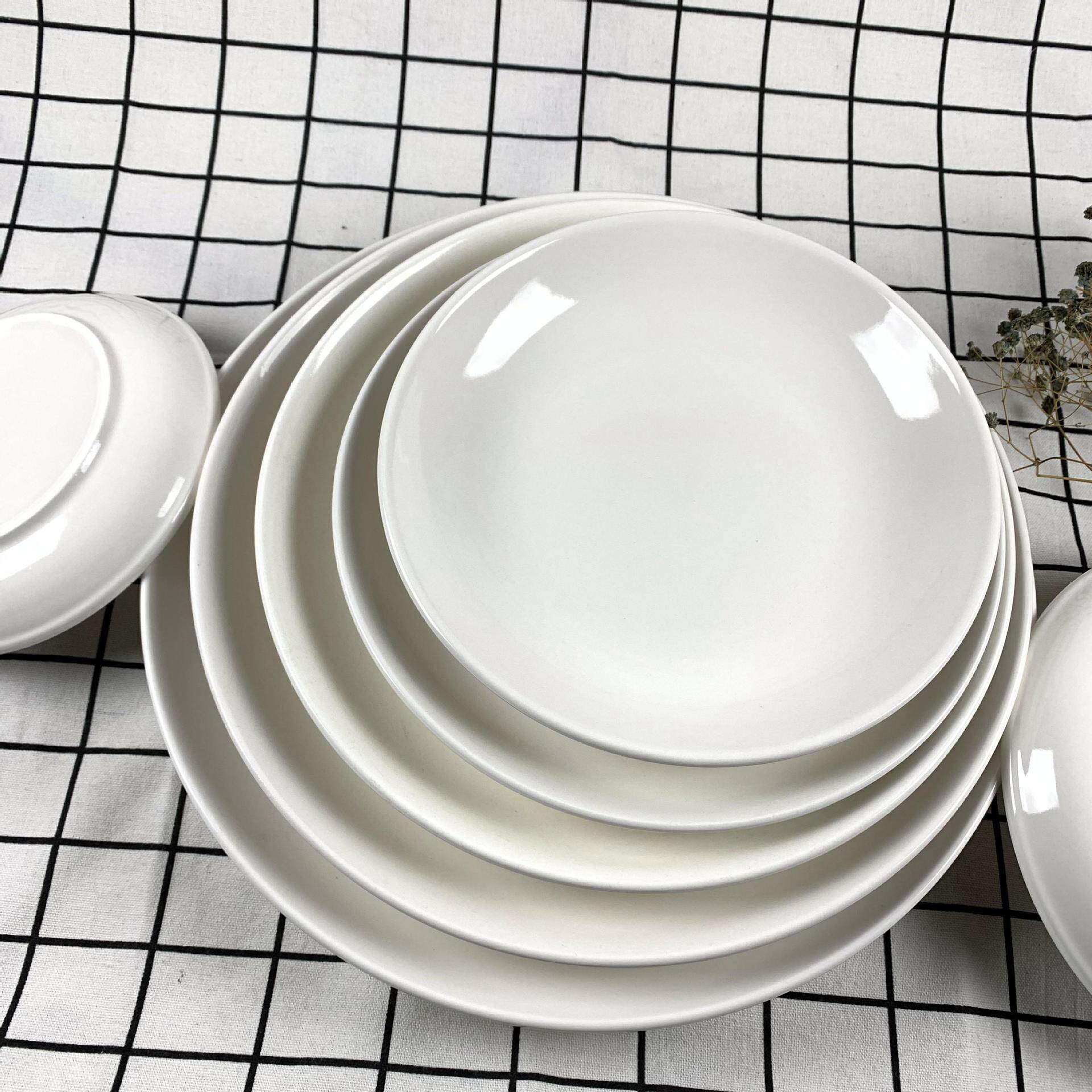 Factory direct hotel department store wholesale household pure white ceramic fruit plate 6 inch fruit plate 8 inch rice plate 10 inch fruit plate