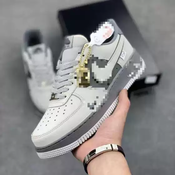 Pure Original Af1 Air Force 1 Dark Gray Men's and Women's Versatile Low-Top Couple Double Hook White Dark Gray Sports Casual Shoes Trend