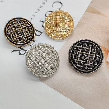 Metal Buttons, Round Buttons, Woven Stripesd Grids, Large Clothing Decorative Buttons, Mu Can Clothing Accessories, Small Fragrance