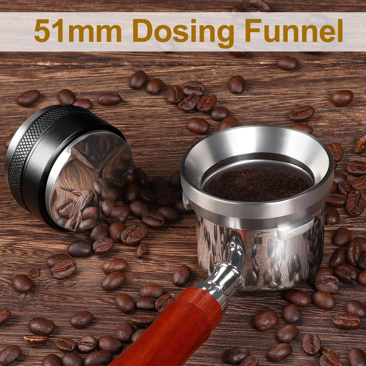 Double-Head Coffee Machine Powder Dispenser Two-In-One Set Powder Ring Stainless Steel Powder Hammer Multi-Function Hand Brewing