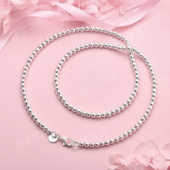 Aliexpress Hot Selling 4mm Glossy Bead Chain Necklace Simple Men's and Women's Fashion Ready-Made Cross-Border Jewelry Wholesale