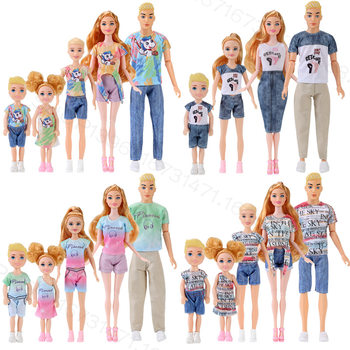 6-Point Barbie Doll Family of 4 or 5 Family 30cm Cross-Border Export Dress-Up Doll Trendyy Casual Suit