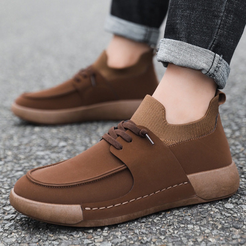Men's shoes soft leather casual shoes men's versatile breathable sneakers soft sole comfortable slip-on loafers