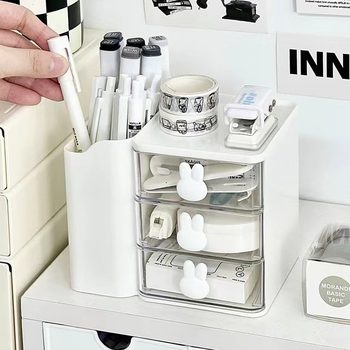 Compartmentalized Drawer-Type Cosmetics Storage Desk Stationery Storage Organizer Box, Freely Combinable Multi-Layer Storage Box