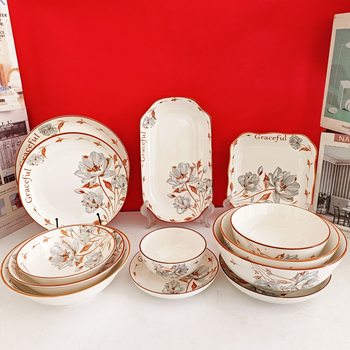Tableware Ceramic Dishes Household Ceramic Plate Bowl Full Set Porcelain Plate Rice Bowl Advanced Household Rice Bowl