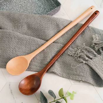 Creative wooden long spoon spoon can be LOGO lettering Japanese children adult wooden spoon soup spoon coffee spoon