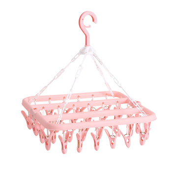 Folding plastic hanger 32 clip household windproof clip Children Baby drying socks rack multi-clip clothes hanger