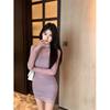 Cross-Border Wholesale Hot Girl Retro Sexy Long-Sleeved Mesh Top Spring Pure Desire Tight-Fitting Hip-Hugging Short Skirt Two-Piece Set