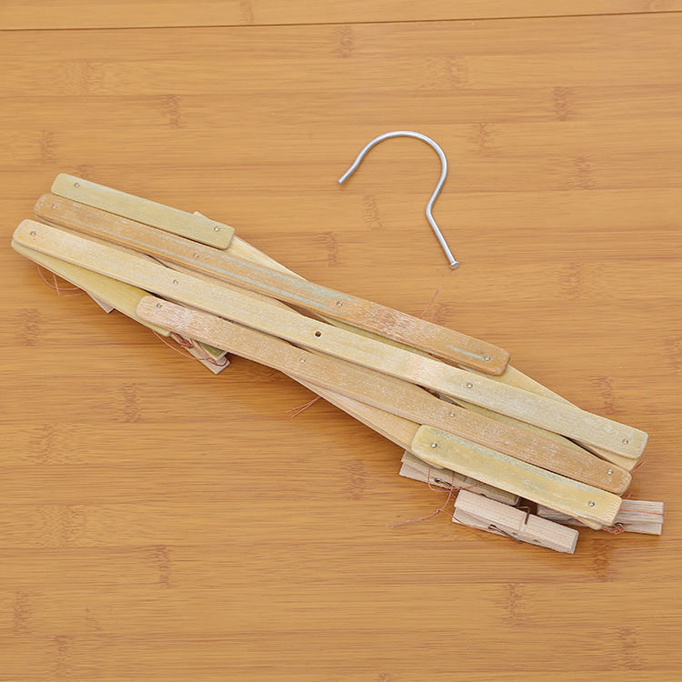 ✅Multifunctional foldable bamboo socks rack household multi-head drying clip windproof pants clip pull hanger two yuan wholesale