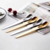 304 Stainless Steel Spoon Thickeneded Long Handle Dessert Spoon Cake Spoon Bread Cheese Spoon Flat Head Stirring Spoon Cat Food Spoon