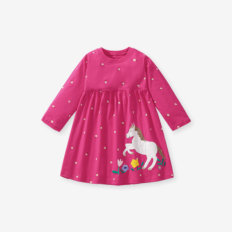 Girls' Dress, Autumn Long-sleeve Cotton Printed Princess Dress